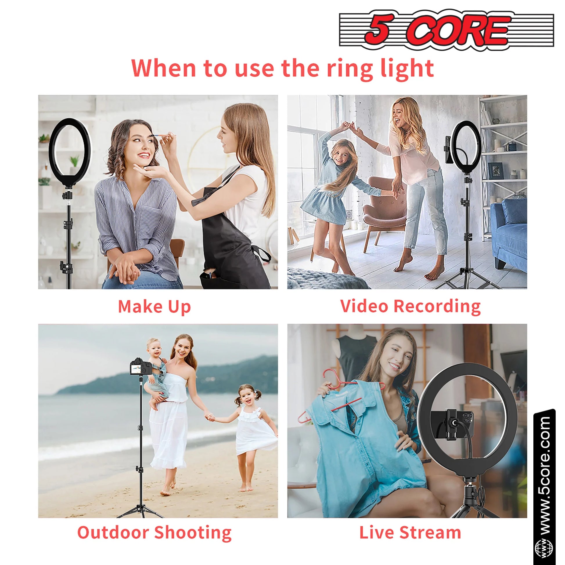 5 Core 12" Selfie LED Circle Light with 67" Adjustable Tripod Stand & Phone Holder