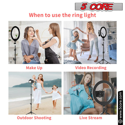 5 Core 12" Selfie LED Circle Light with 67" Adjustable Tripod Stand & Phone Holder