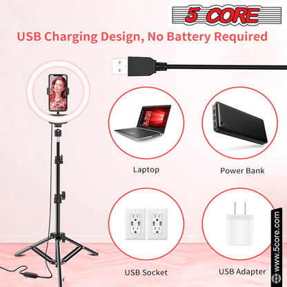 5 Core 12" Selfie LED Circle Light with 67" Adjustable Tripod Stand & Phone Holder