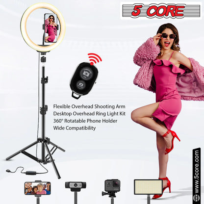 5 Core 12" Selfie LED Circle Light with 67" Adjustable Tripod Stand & Phone Holder